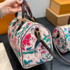 Vuitton LV Speedy 30 Pink Floral Monogram Canvas Top Handle Bag with Strap