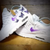 il_1140xN.5436483822_b39k Custom Nike Air Max 90 White Sneakers with Hand-Painted Purple Butterflies