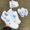 il_1140xN.5680311605_3q3q Custom Nike Air Force 1 White Sneakers with Blue Swoosh & Hand-Painted Blue Butterflies
