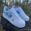 il_1140xN.5822683483_roec Custom Nike Air Force 1 White Sneakers with Blue Swoosh & Hand-Painted Blue Butterflies